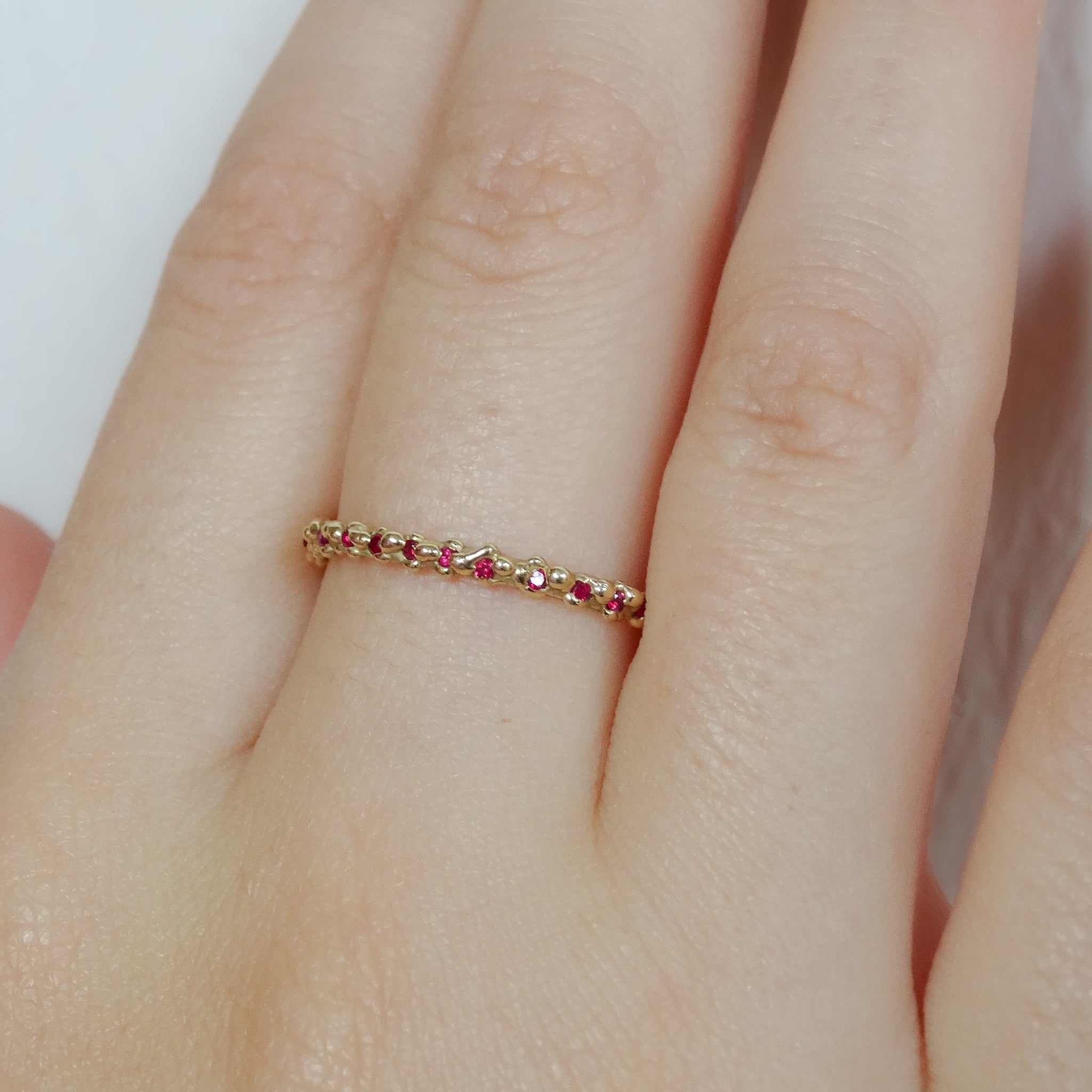 Seeded Ring Cast in 9ct Solid Gold with Rubies